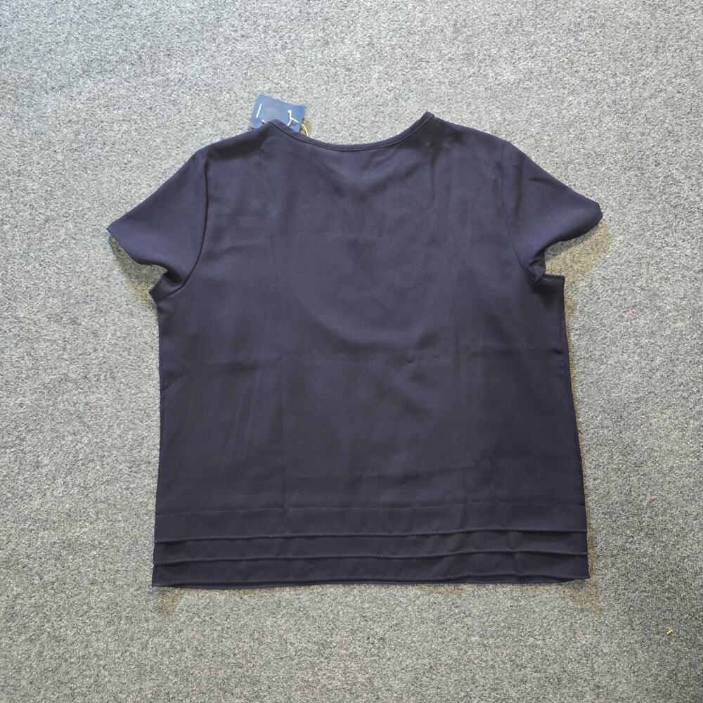 Lands End Top Womens Size 16 Navy Blue Short Sleeve Round Neck Capsule Minimal - Picture 8 of 9
